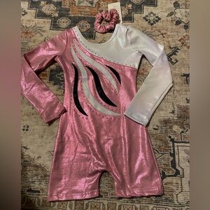 Sparkle Pink and Silver Toddler Girl Gymnastics Leotard